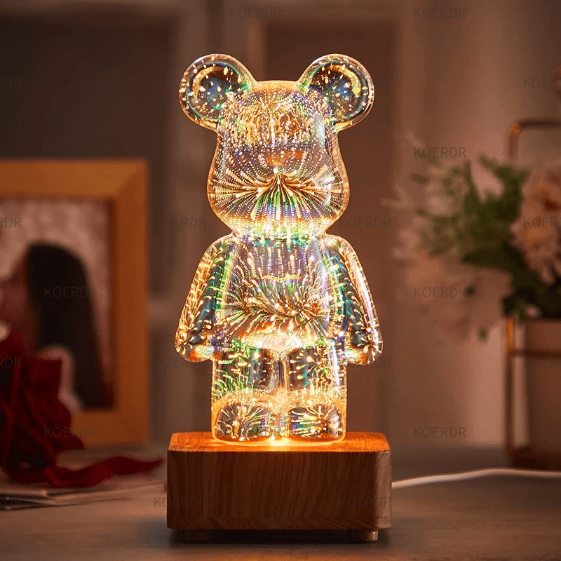 Magical 3D Fireworks Bear Lamp - The Stuff Box