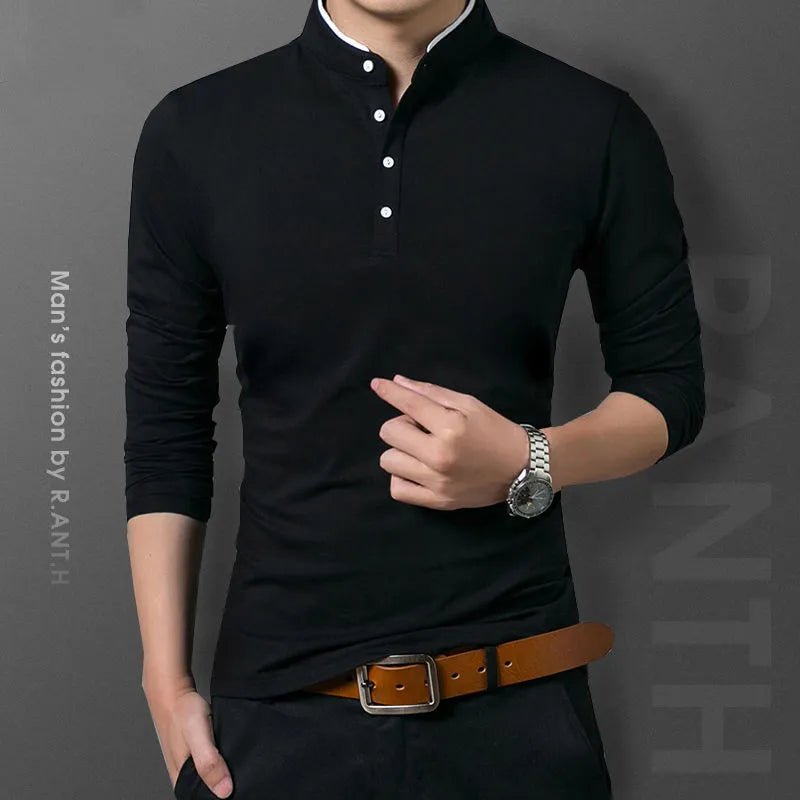 Men's Polo Long Sleeve T-shirt - Breathable & Stylish - The Stuff Box
