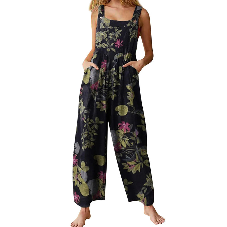 Multicolor Ethnic Style Women's Jumpsuit with Pockets - The Stuff Box