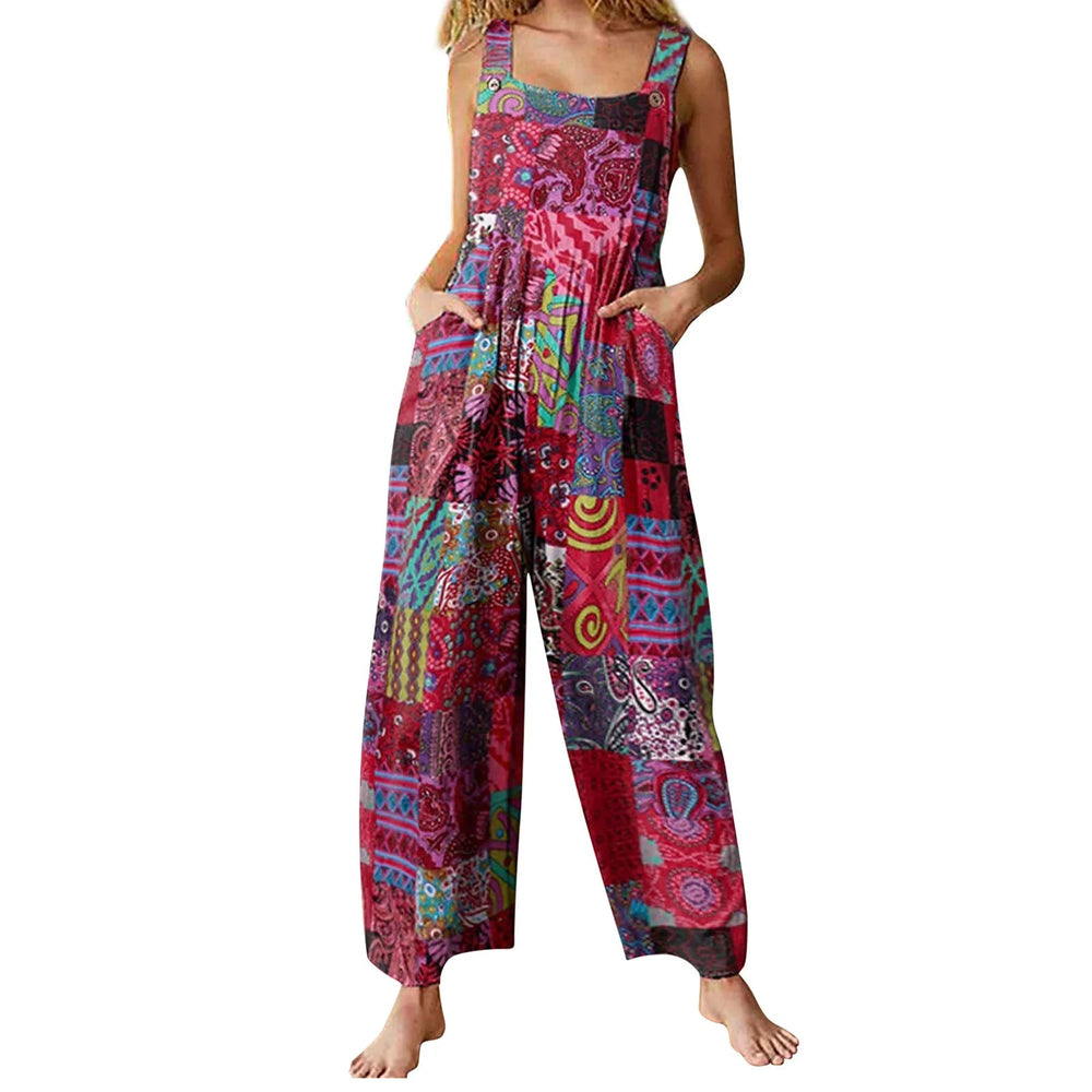 Multicolor Ethnic Style Women's Jumpsuit with Pockets - The Stuff Box