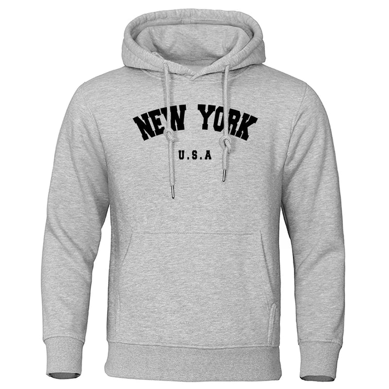 New York City Print Hoodie - Casual Long Sleeve Oversized Pullover for Men - The Stuff Box