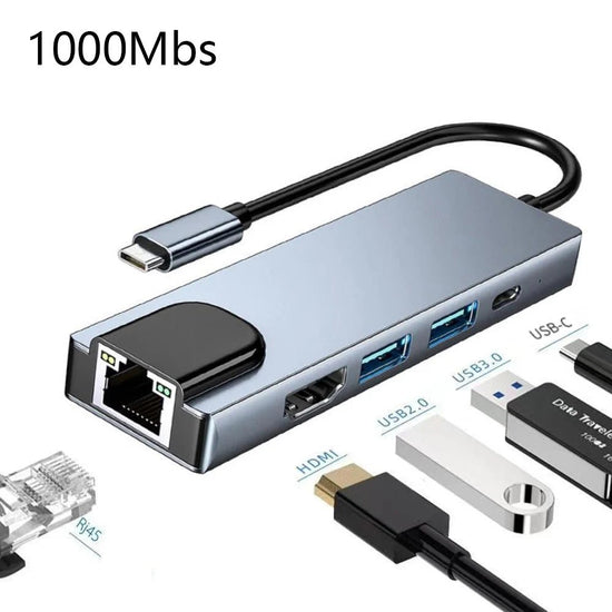 USB C Hub Adapter for Macbook Air M1 iPad Pro - The Stuff Box