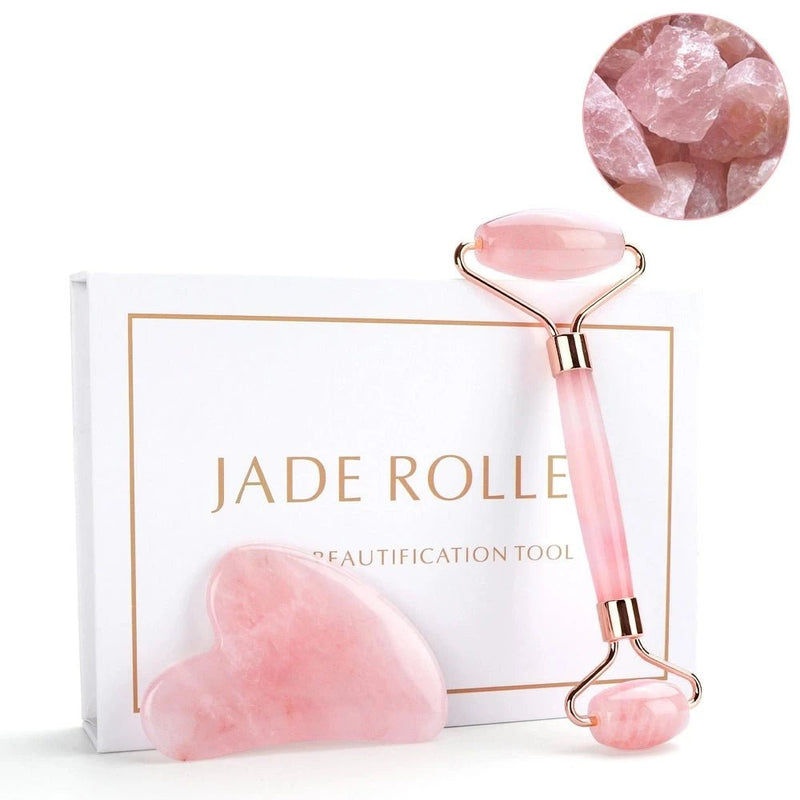Gua Sha Jade Roller Kit - Facial Massager Beauty Tool - The Stuff Box