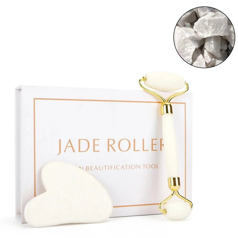 Gua Sha Jade Roller Kit - Facial Massager Beauty Tool - The Stuff Box